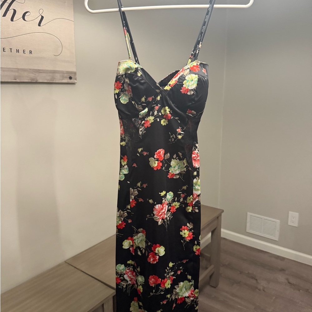 XOXO Strapless Dress with Vibrant Floral Pattern